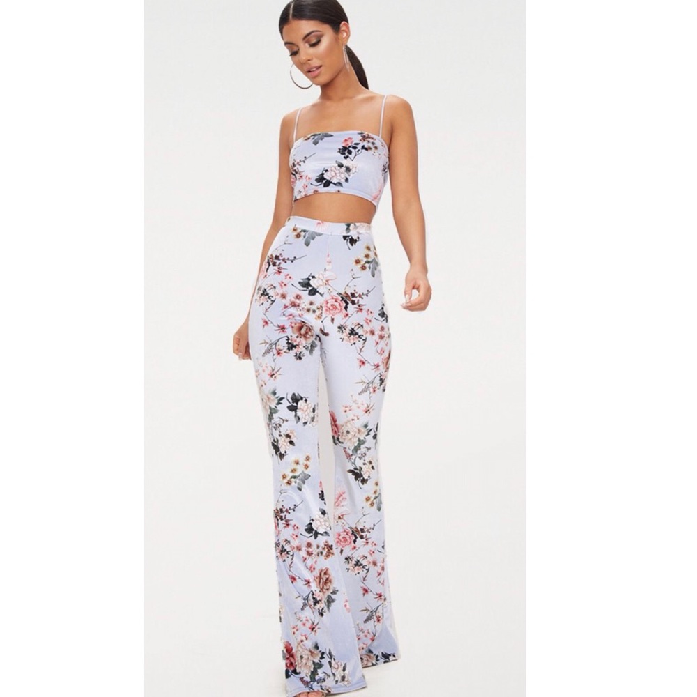 PrettyLittleThing Floral Velvet Set